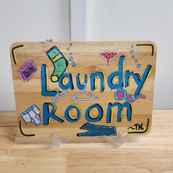 Hand Crafted Other - Landry Room Sign Hand Painted On Bamboo 10 X 7 Wall Art